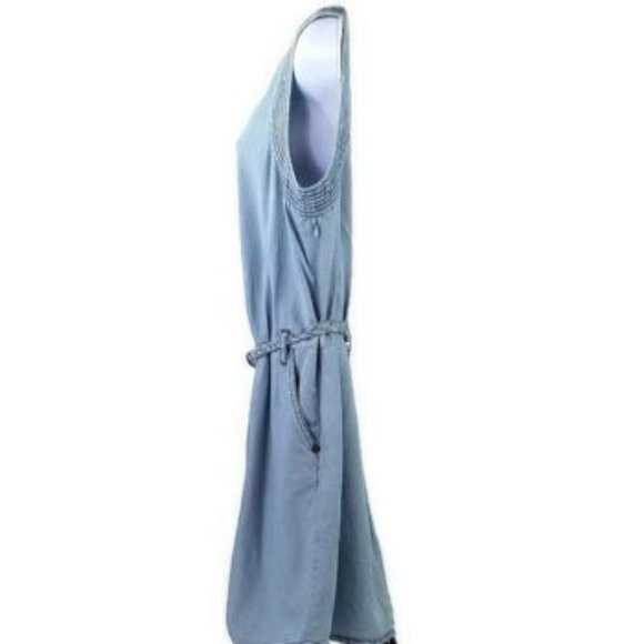 Bootheel Trading Co Cheryl Crow Blue Sleeveless Belted Denim Dress Womens Large - Picture 9 of 11